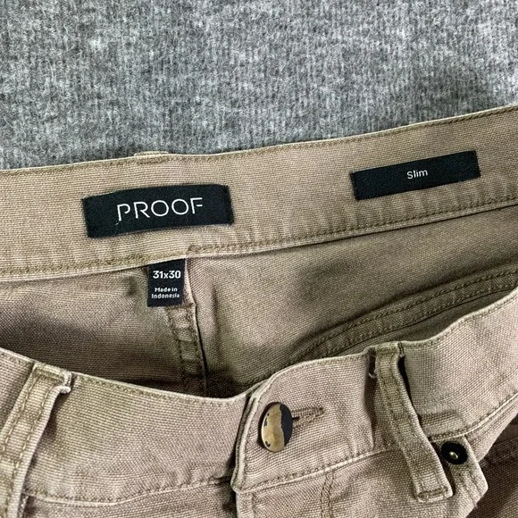 Proof Rover Pants Men 31x30 Slim Brown Canvas Outdoor Utility Huckberry